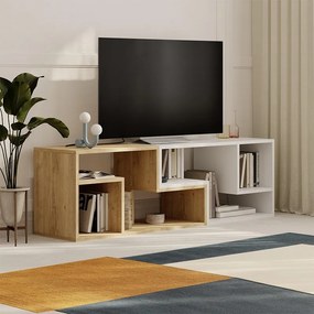 Έπιπλο τηλεόρασης Glis πολυμορφικό sapphire oak-λευκό 145x35x44εκ