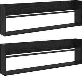 vidaXL Ράφι Περιοδικών με ράφι 2 pcs Μαύρη Οξυά 100 x 12 x 30 εκ