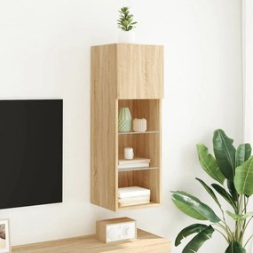 vidaXL Έπιπλο Τηλεόρασης με LED Sonoma Δρυς 30,5x30x90 εκ.
