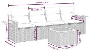 Σετ Καναπέ Κήπου 5 Τεμαχίων Μαύρο Συνθετικό Ρατάν με Μαξιλάρια - Μαύρο