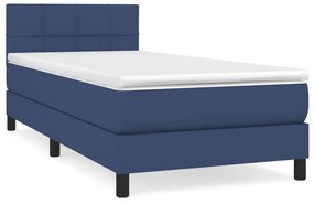 Κρεβάτι Boxspring με Στρώμα Μπλε 80x200 εκ. Υφασμάτινο - Μπλε