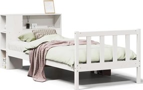 vidaXL Κρεβάτι Βιβλιοθήκη Χωρίς Στρώμα Λευκό 75x190 εκ Μασίφ Πεύκο