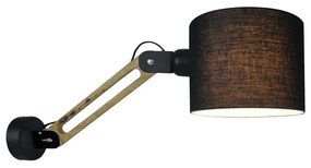 Φωτιστικό Τοίχου - Απλίκα 77-3655 WL17013 Angona Black &amp; Wood Homelighting Μέταλλο