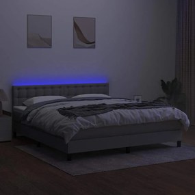 vidaXL Κρεβάτι Boxspring με Στρώμα &amp; LED Αν.Γκρι 160x200 εκ Υφασμάτινο