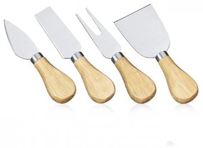 Μαχαίρια Τυριού Formaggio (Σετ 4Τμχ) 296693 Silver-Natural Cilio Ανοξείδωτο Ατσάλι