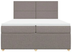 vidaXL Κρεβάτι Boxspring με Στρώμα Taupe 200x200 εκ. Υφασμάτινο