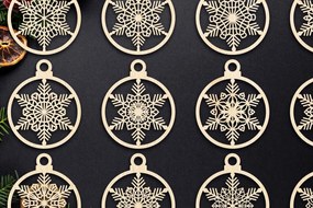 Σετ των 3 Intra απο ξύλο plywood 3mm-4mm πάχος Χριστουγεννιάτικο στολίδι Δίασταση 8x8 cm INTRAFABR-79666386