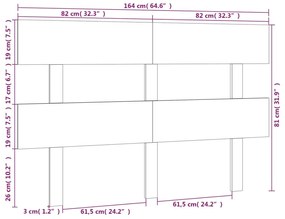 Κεφαλάρι Κρεβατιού Λευκό 164 x 3 x 81 εκ. Μασίφ Ξύλο Πεύκου - Λευκό