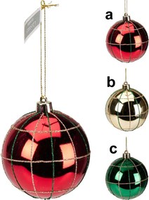 Πλαστική Μπάλα Χριστουγέννων Diamond Glitter 8cm σε 3 σχέδια 542098 (b)