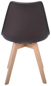 Καρέκλα MARTIN STRIPE Ξύλινο πόδι / PP Καφέ 49x56x82cm (Σετ 4 ΤΕΜ)