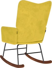 vidaXL Πολυθρόνα Κουνιστή Κίτρινη Βελούδινη