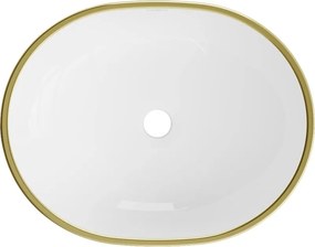 Mexen Viki νιπτήρας επιτραπέζιος 48 x 35 cm, λευκός/χρυσό χείλος - 21054805