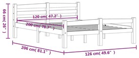 vidaXL Πλαίσιο Κρεβατιού Λευκό 120 x 200 εκ. από Μασίφ Ξύλο Πεύκου