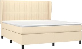 vidaXL Κρεβάτι Boxspring με Στρώμα Κρεμ 160x200 εκ. Υφασμάτινο