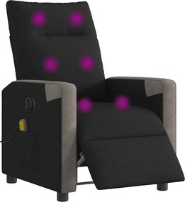 vidaXL Πολυθρόνα Μασάζ Ηλεκ. Ανακλινόμενη Μαύρη Υφασμάτινη