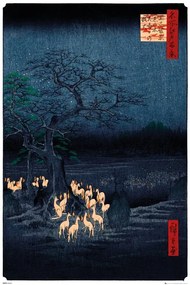 Αφίσα Hiroshige - New Years Eve Foxfire, Hiroshige Utagawa