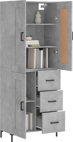 vidaXL Ντουλάπι Γκρι Σκυροδέματος 69,5x34x180 εκ. Επεξεργασμένο Ξύλο