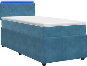 vidaXL Κρεβάτι box spring με στρώμα Μπλε 100 x 200 cm Βελούδο