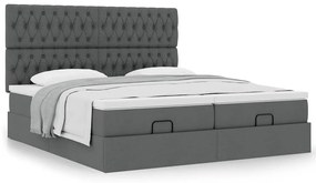 Οθωμανικό κρεβάτι με στρώματα Σκούρο γκρι 160x200cm ύφασμα