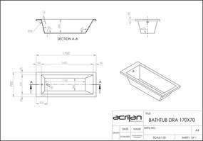 Acrilan Zira 170x70 - Ευθύγραμμη Ακρυλική Μπανιέρα - Maxxcoat, White Gloss