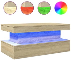 vidaXL Τραπεζάκι Σαλονιού με LED Sonoma Δρυς 90 x 50 x 40 εκ.