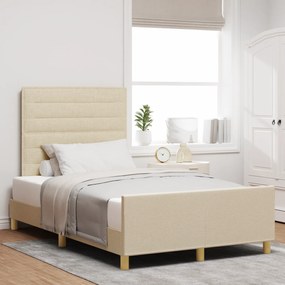 vidaXL Σκελετός Κρεβατιού με κεφαλάρι Κρεμ 120 x 200 cm ύφασμα