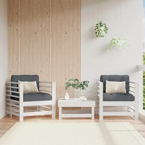 Καρέκλες Κήπου 2 τεμ. Λευκές από Μασίφ Ξύλο Πεύκου - Λευκό