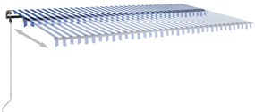 vidaXL Τέντα Συρόμενη Χειροκίνητη με LED Μπλε / Λευκό 600 x 300 εκ.