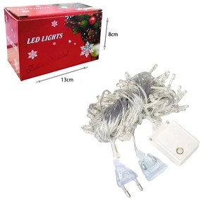 Χριστουγεννιάτικα Λαμπάκια Κουρτίνα LED 100L Πολύχρωμο Χρώμα RGB με Διαφανές Καλώδιο 3m 40x50x60cm - Christmas lights LED RGB