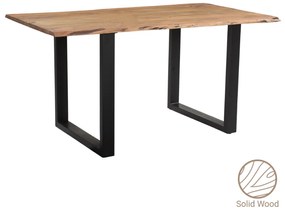 Τραπέζι Adorn pakoworld μασίφ ξύλο πεύκου καρυδί-πόδι μαύρο 160x85x75.6εκ