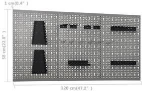 vidaXL Πάγκος Εργασίας με Τρία Πάνελ Τοίχου και Ένα Ντουλάπι
