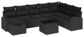 vidaXL Σετ Καναπέ Κήπου 9 pcs Μαύρο 289 x 179 x 85 εκ. Πολυ ράταν