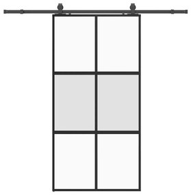 vidaXL Σετ συρόμενης πόρτας με υλικό μαύρο 102,5x205 cm