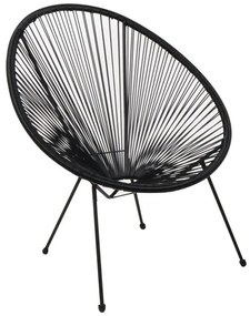 ACAPULCO Πολυθρόνα Μέταλλο Βαφή Μαύρο, Plastic Rattan Μαύρο