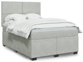 Κρεβάτι Boxspring με Στρώμα Ανοιχτό Γκρι 160x200 εκ. Βελούδινο - Γκρι