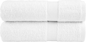 vidaXL Πετσέτες Μπάνιου Premium SOLUND 2 τεμ. Λευκό 100x150 εκ. 600 γρ./μ²