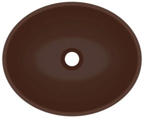 vidaXL Νιπτήρας Πολυτελής Οβάλ Σκούρο Καφέ Ματ 40 x 33 εκ. Κεραμικός
