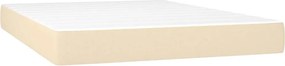 vidaXL Κρεβάτι Boxspring με Στρώμα &amp; LED Κρεμ 140x200 εκ. Υφασμάτινο
