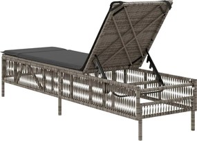 vidaXL Ξαπλώστρα με Μαξιλάρι Γκρι από Συνθετικό Ρατάν