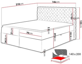 Επενδυμένο κρεβάτι Chesterfield-Mple-160 x 200 εκ.