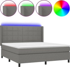 vidaXL LED Κρεβάτι με βάθρο με κεφαλάρι ύφασμα