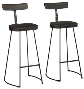 Bar Stools 2 τεμάχια Μαύρο 49x43x103 cm Στερεό ξύλο Mango - Μαύρο