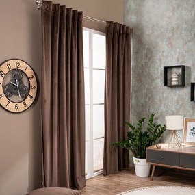 Κουρτίνα Velvet Με Τρέσα 03 Brown 140x260cm Teoran 140X260 Βαμβάκι-Ακρυλικό