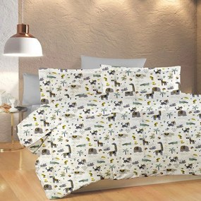 Σεντόνι Βρεφικό Zoo 557 White-Grey DimCol Λίκνου 80x110cm 100% Βαμβακερή Φανέλα