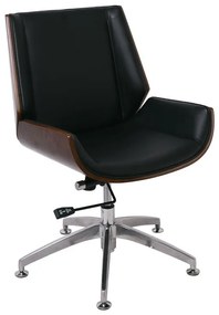 WOODWELL ΕΟ539,1BF9860V Πολυθρόνα Επισκέπτη Μέταλλο Χρώμιο Καρυδί - Pu Μαύρο 65x66x82/90cm ΕΟ539,1