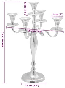 vidaXL Κηροπήγιο Ασήμι 29x29x40 εκ Αλουμίνιο