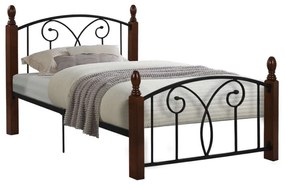 Κρεβάτι Suzie HM600 Για Στρώμα 110x190cm Walnut-Black Ημίδιπλο Μέταλλο,Ξύλο