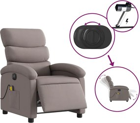 vidaXL Πολυθρόνα Μασάζ Ηλεκτρική Ανακλινόμενη Taupe Υφασμάτινη