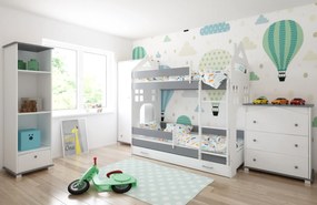 Παιδική Κουκέτα  με Συρτάρι  House  White + Grey  80x180cm  BC50025 BabyCute (Δώρο τα Στρώματα)