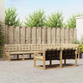 vidaXL Σειρά Καναπέ Εξωτερικού με μαξιλάρι 8 pcs Λευκό και Μπεζ